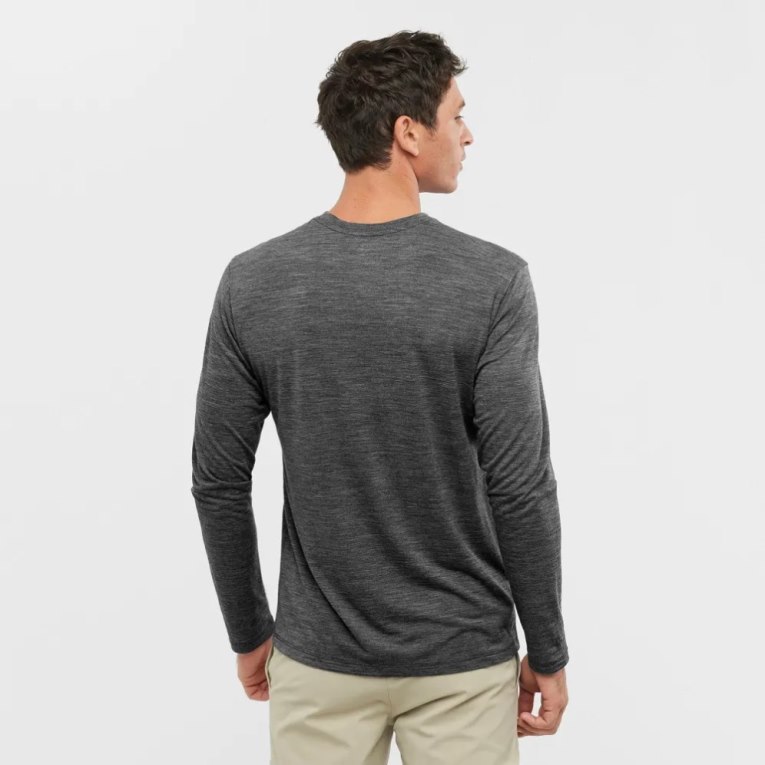 Camiseta Salomon Outlife Merino Blend Long Sleeve Hombre Negros | MX UKMR256